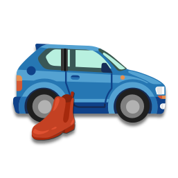 La chaussure est à l’avant (bus ou de l’auto)