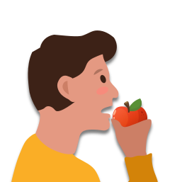 Je mange une pomme (A)